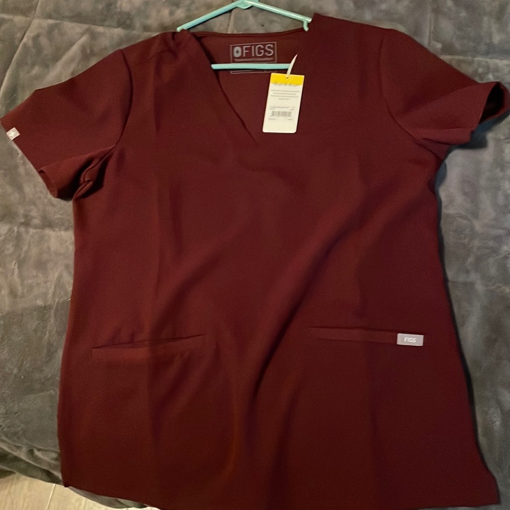 Burgundy Figs Scrub Top